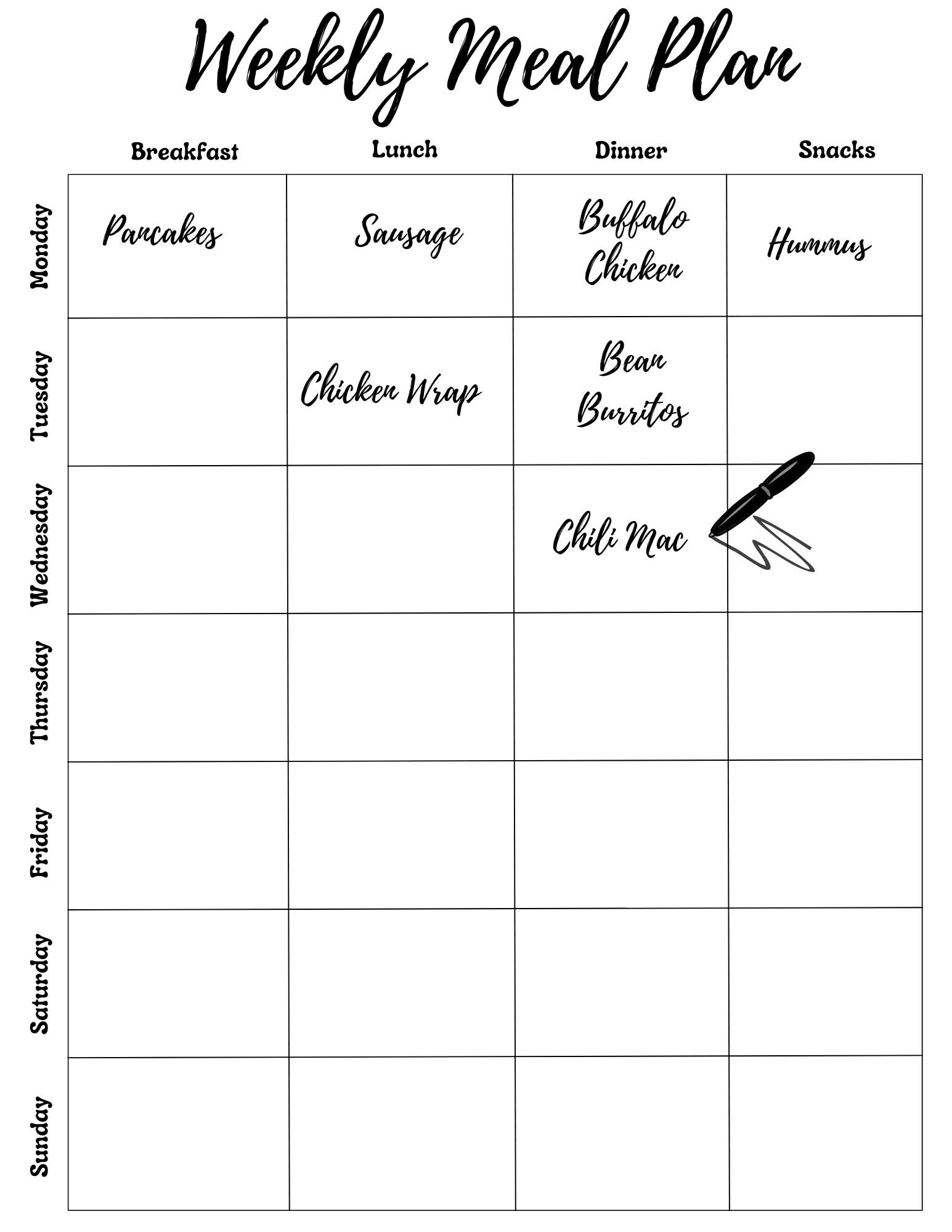 Weekly Meal Planner Food Planner Printable Meal Planner Recipe Page Food Journal Meal Prep US