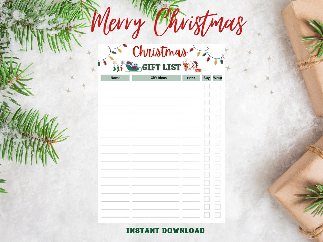 Printable Christmas Gift Planner | Holiday To-do List (digital Download ...