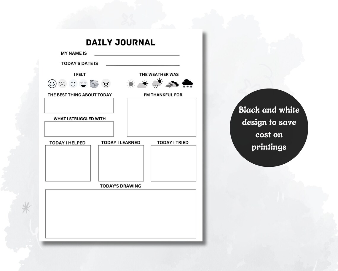 Kids Daily Journal Printable Kids Journal Fillable Digital Kids Journal ...
