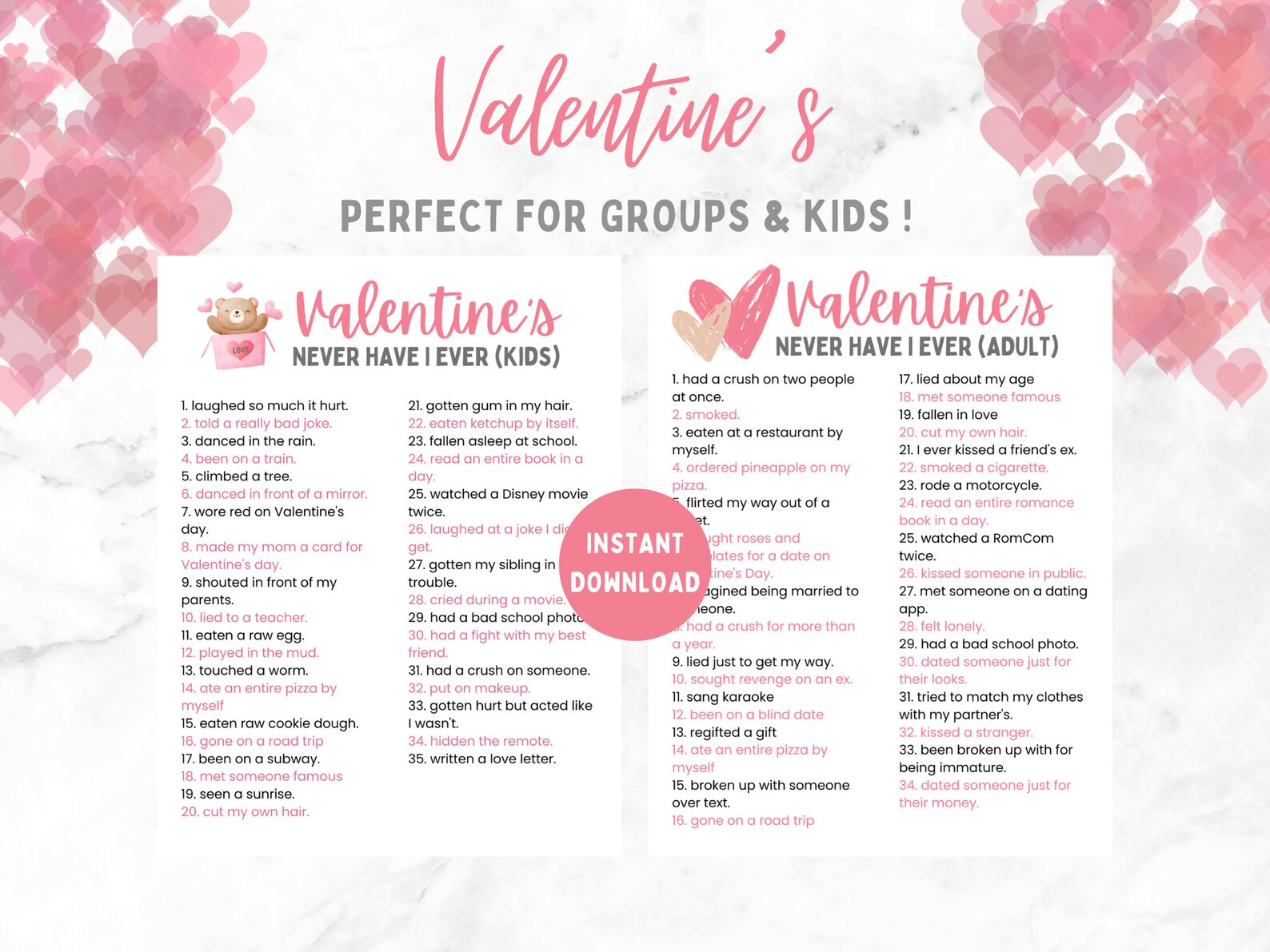 Valentines Day Printable Games | Valentines Never Have I Ever Bundle ...