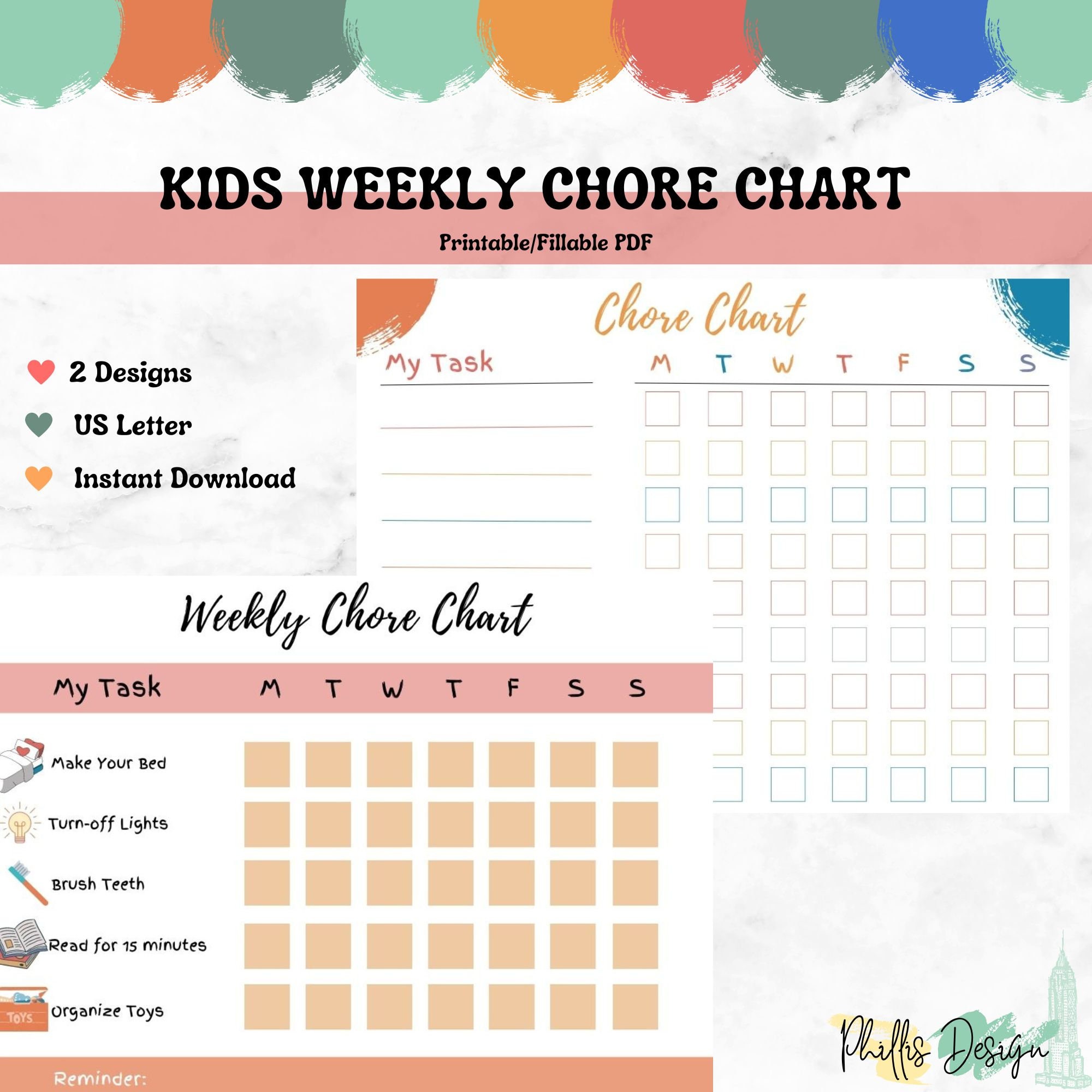 Chore Chart for Kids | Digital Download PDF | Daily Routine Chart for ...