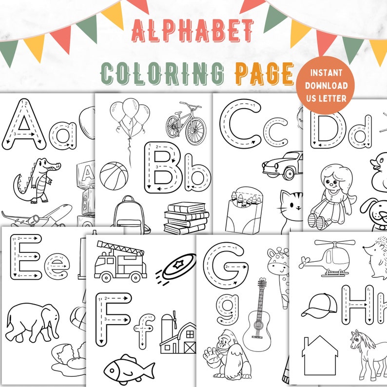 Printable Alphabet Coloring Pages Worksheets for Kids Letter