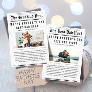 Fathers Day Newspaper Template Canva | Personalized Printable gifts for dad | Father Day Card