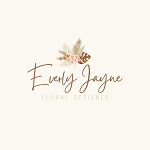 Premade Floral Logo Design | Boho Logo | Business Logo | Feminine Logo | Minimalist Logo