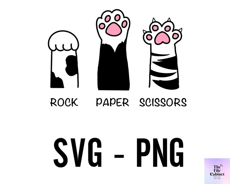 Rock Paper Scissors PNG, Pet SVG, Animal PNG, Cat Paw Svg, Cat Lovers ...