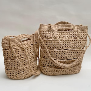 Crochet Raffia Bag Pattern,Cross Wave Tote pattern 3 Sizes, PDF