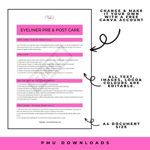 Permanent Makeup Pre & Post Care Eyeliner, Downloads, PDF