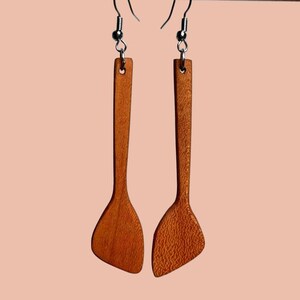 Wooden Spatula Earrings - Cherry
