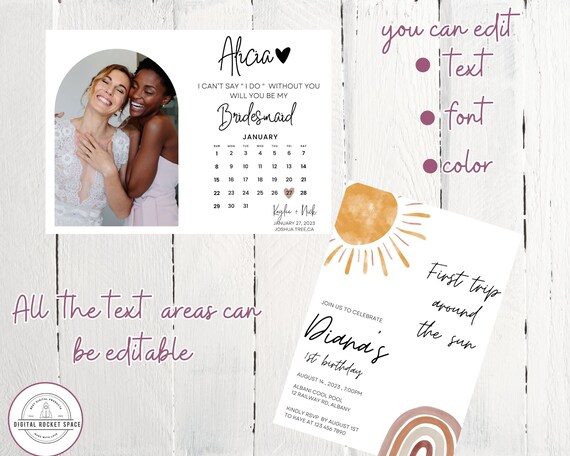 Minimalist Save the Date Calendar Template Wedding Calendar Template  Digital Download Modern Save Date Template Editable Template - Etsy