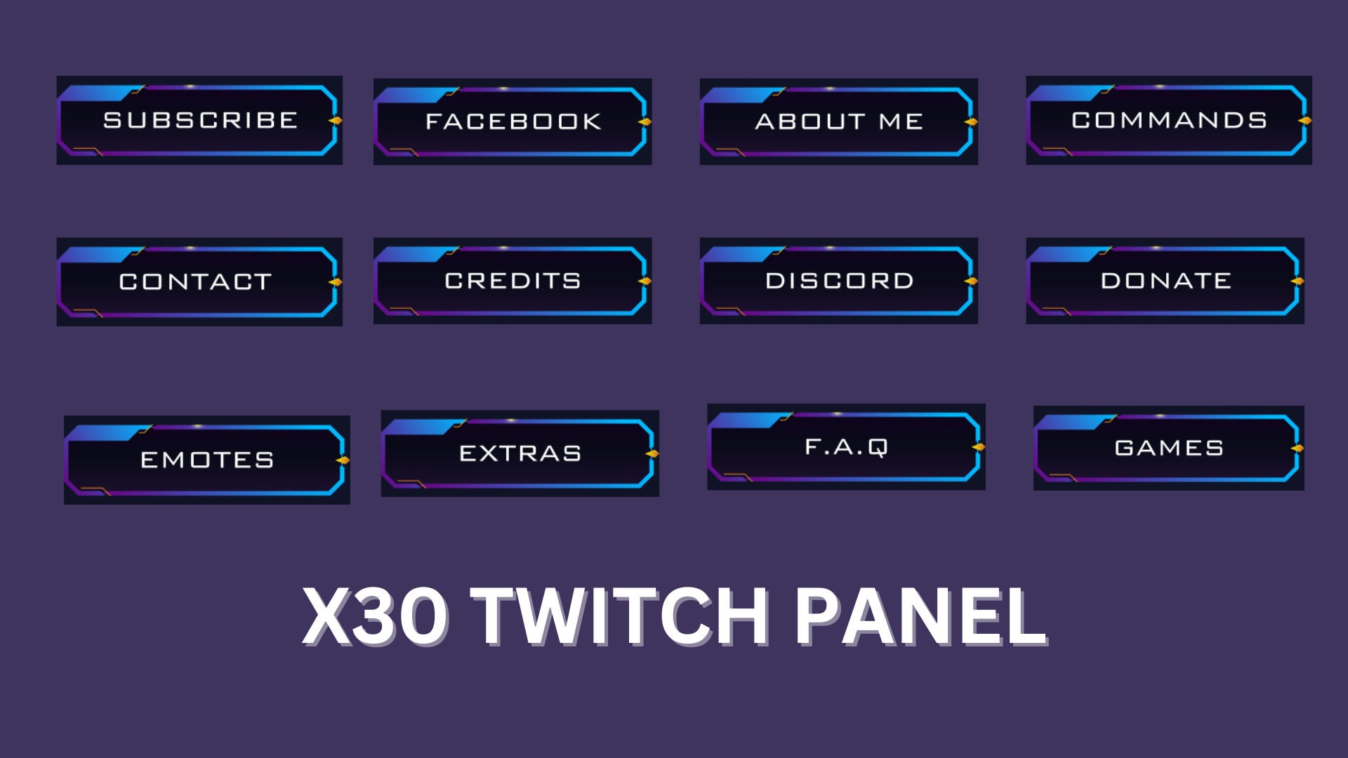 Modern Purple Twitch Stream Package Overlay, Panels, Alerts, cam