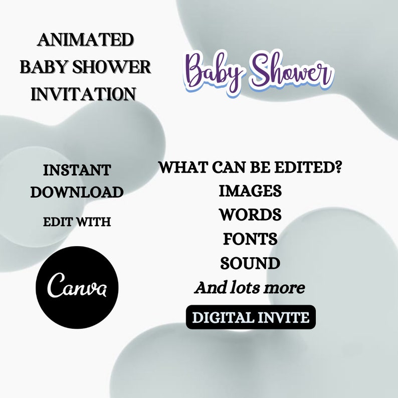 Animated Baby Shower Video Invitation, Gender Reveal, Boy or Girl