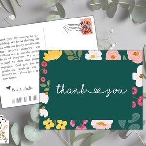 Postales de agradecimiento para Bodas y ocasiones especiales - Set Brittani, Plantilla fácil, flores de jardín, personalizar y descargar imprimibles