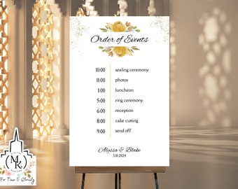 Editable Wedding Order of Events Sign - Alyssa Set, Customize, download, you print, LDS wedding printables