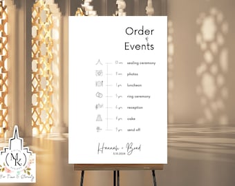 Editable Wedding Order of Events Sign- Hannah Set, Customize, download, you print, LDS wedding printables