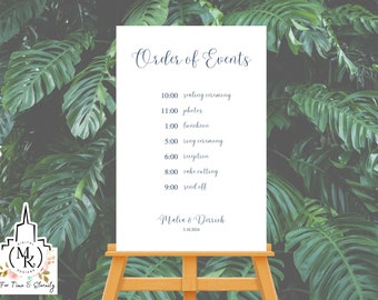 Editable Wedding Order of Events Sign - Malia Set, Customize, download, you print, LDS wedding printables