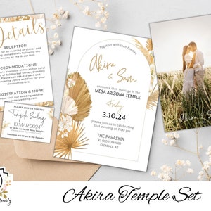 LDS-trouwaankondigingsset: Akira-set, tempeluitnodigingen, detailkaarten, printables aanpassen en downloaden