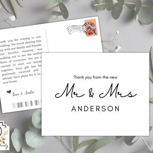 Postales de agradecimiento para bodas y otras ocasiones especiales, Ciara Set, plantilla fácil, monocromática, personalizar y descargar imprimibles