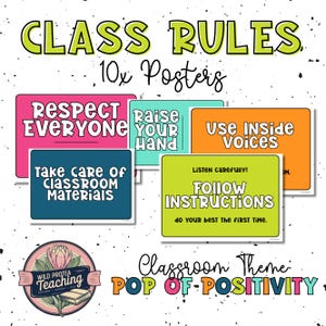 Classroom Rules Poster for Behaviour Management Printable Visual for Positive Classroom Environment Pop of Positivity Classroom Decor Theme