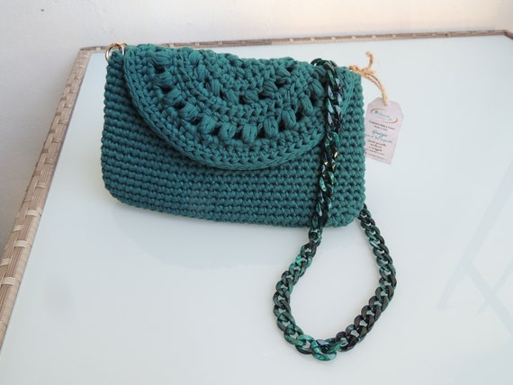 Crochet Bag, Chic Shoulder Bag, Handmade, Made in Italy