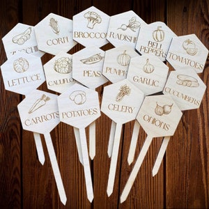 Laser Cut plywood plant / vegetable / garden markers, plant labels  plant markers plant stakes