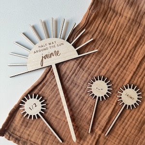 Custom half way around the sun cake topper | Custom first year around the sun cake topper | Matching cupcake toppers