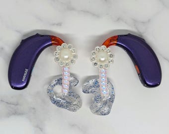 Pearl flower hearing aid/Cochlear implant charms
