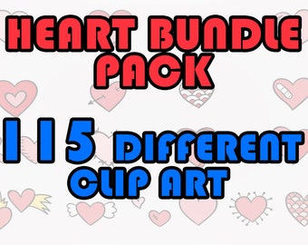 Heart Bundle PACK (115 Piece), Digital Download, Heart Clip Art - PSD, SVG, Png