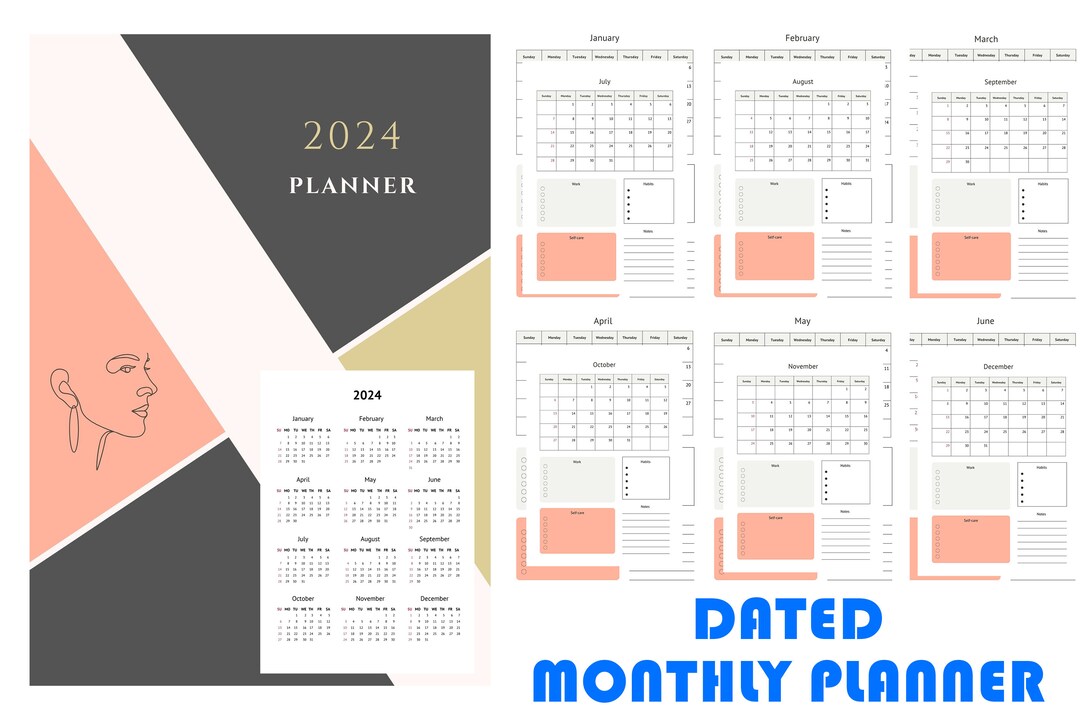 2024 DATED MONTHLY PLANNER printable and Editable in Canva, 2 Pdf for ...