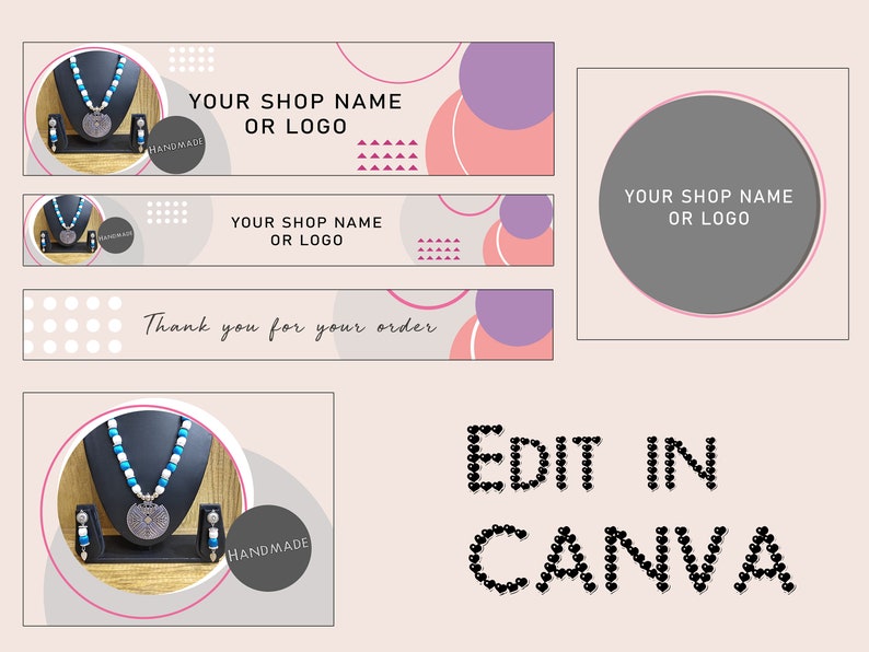 Etsy Branding Kit Editable in Canva image 1