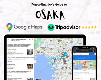 100+ Top Things to Do in OSAKA Travel Guide Map | Tripadvisor Reviews | Google Maps Travel Planner for iPhone and Laptop | Digital Download