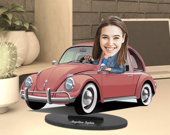 Personalized Photo Caricature Wooden Trinket, Custom Caricature, Wood Caricature, Caricature from Photo Family Picture, Car-Motorcycle Gift