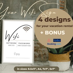 Wifi Sign Welcome Sign Wifi Network Password Sign Minimalist - Etsy