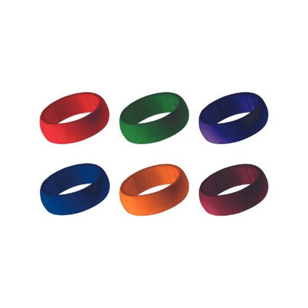 Silicone/ Rubber Wedding Rings/ Bands- Rainbow 1 (Pack of 6)