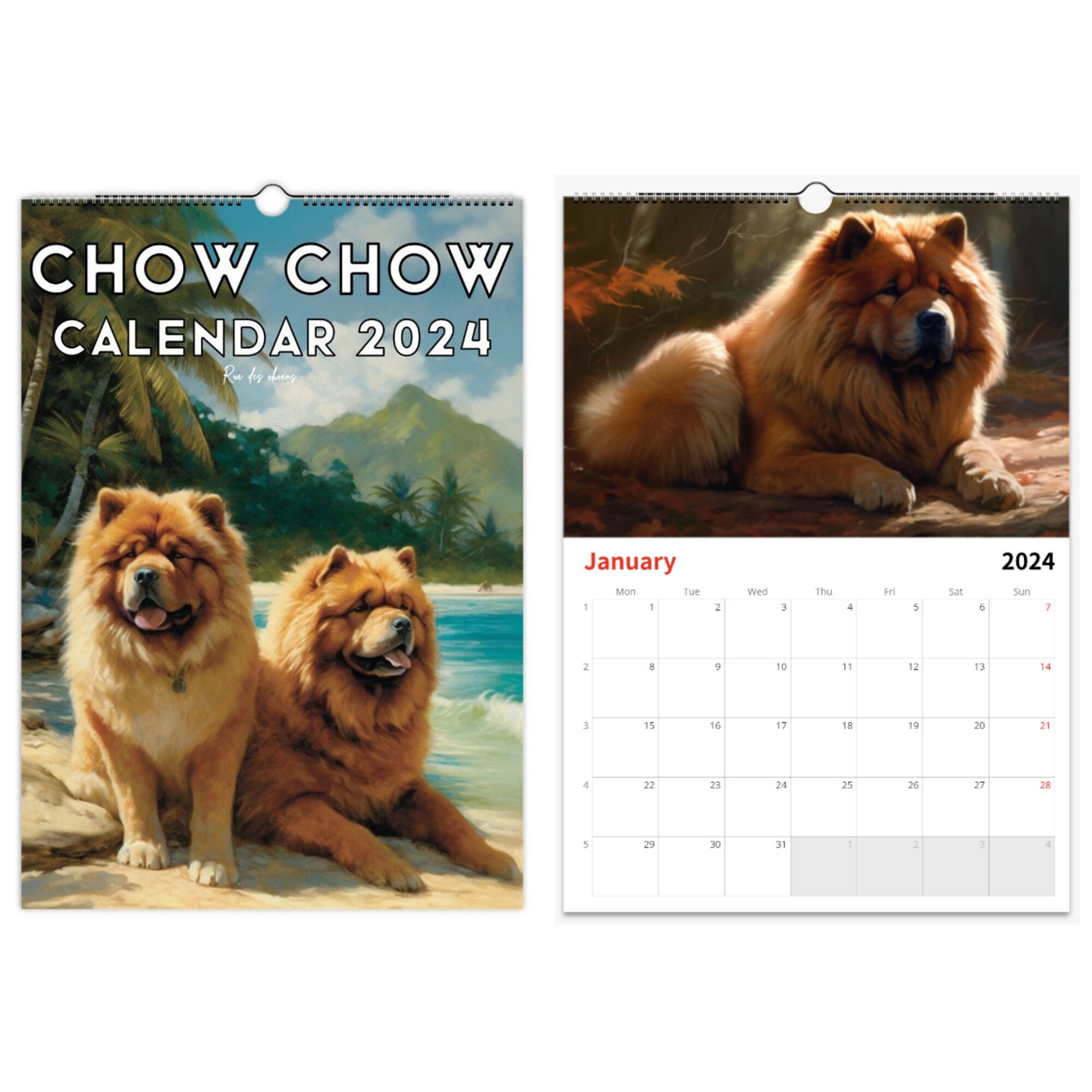 Chow Chow Calendar, Chow Chow Wall Calendar 2024, Gift Idea for Chow