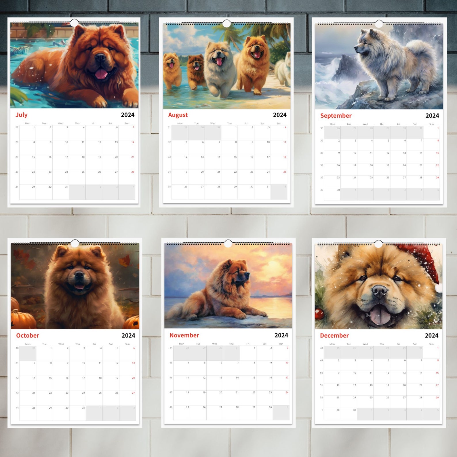 Chow Chow Calendar, Chow Chow Wall Calendar 2024, Gift Idea for Chow