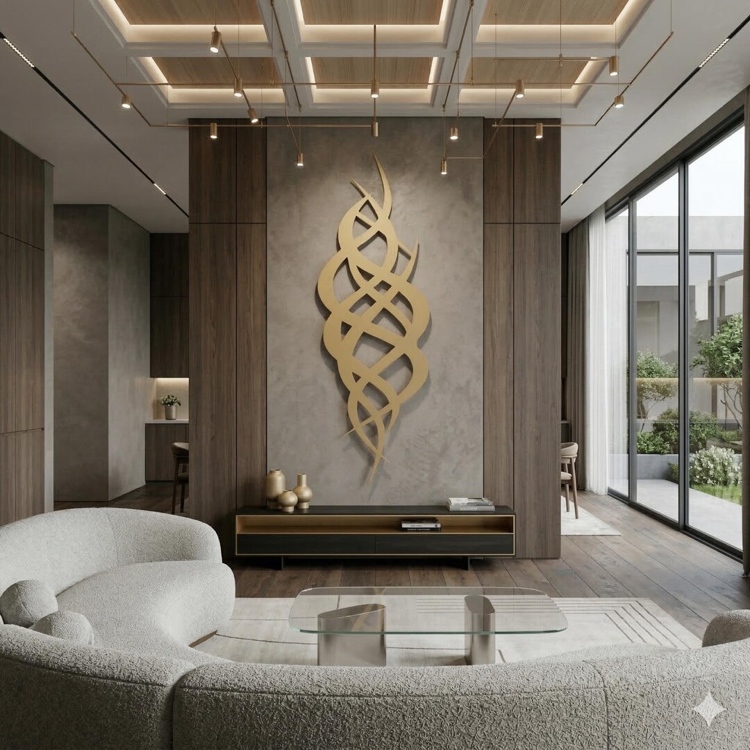 Abstract Metal Wall Art, Modern Geometric Sculpture, Large Vertical ...