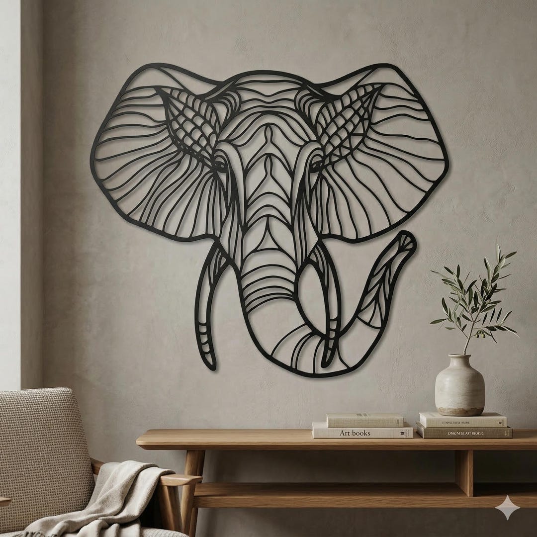 Minimalist Elephant Metal Wall Art – Boho Safari Home Decor - Etsy