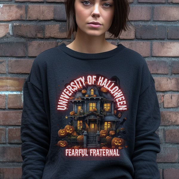 Creepy Haunted College Sweatshirt Wicked Wild Halloween Frat House of Horrors Sorority Party Greek Ghoul Gathering | Fearful Fraternal