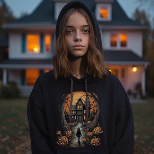 Halloween Hoodie Süßes oder Saures Haunted House High Angst Spooky Home Kapuzen Sweatshirt Erinnere dich an deine Kindheitsangst