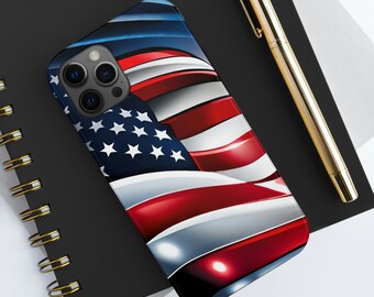 American Flag Tough Phone Cases, 4th Of July Celebrations, Independence Day, Stars and Stripes, Patriotic Gift, Red White and Blue, USA Love