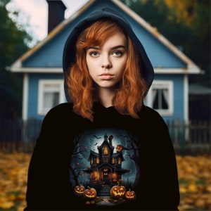Lehrer Halloween Hoodie Süßes oder Saures Spooky House Mit Kapuze Sweatshirt Urlaub Mode Geschenk Creepy Designs Schreiendes Scary Apparel