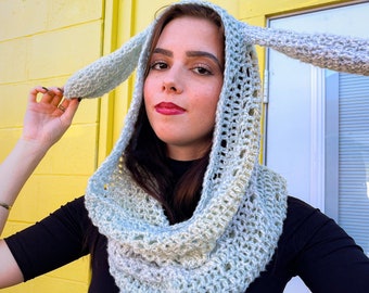 Handmade Crochet Bunny Ear Hood Cowl