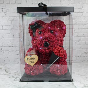 Personalised Rose Bear Personalized Teddy Bear Artificial Rose Bear Keepsake Birthday Christmas Gift for Her Flowers Thank you Gift Teacher