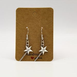Magic Wand Dangle Earrings, Dangly Earrings, Hypoallergenic Earring Wires, Gold Earrings, Gift For Her Present Handmade Earrings Fairy Witch