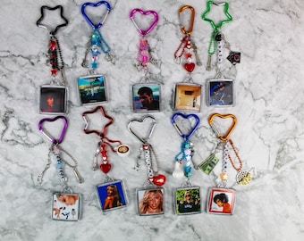 Personalised Carabiner Keychain, Custom Keyring Stocking Stuffer Charms Photo Keyring Music Keyring Personalized Photo Double Sided Keyring