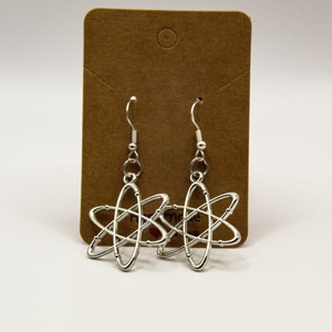 Science Dangle Earrings, Atom Dangly Earrings, Hypoallergenic Earring Wires, Silver Earrings, Gift For Her Him Handmade Chemisty Biology