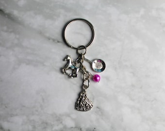Tangled Keyring, Disney Bag Charm, Rapunzel Keychain Gift Present Family Purse Stocking Stuffer Cute Charms Princess Castle Flynn Rider