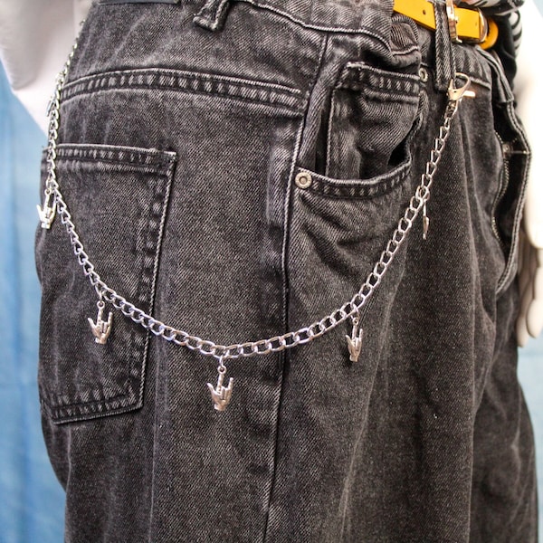 Rock Fingers Jean Chain, Accessories, Hip Hop, Street Fashion, Belt Chain, Wallet Chain, Punk, Rock, Alternative, Belt Chain, Pants Chain