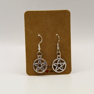 Hexe Ohrringe, Salem baumeln Ohrringe, hypoallergene Ohrring Brisuren, Silber Ohrringe, Geschenk für sie ihn handgemachte Neuheit Magie Halloween