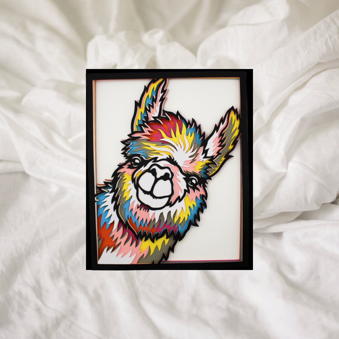 Wooden llama memory baby box as a gift for baby shower llama